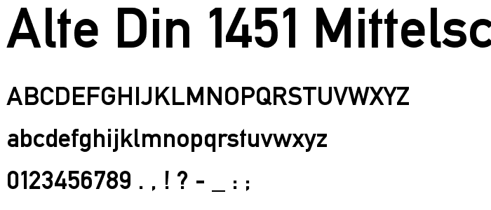 Alte DIN 1451 Mittelschrift gepraegt font